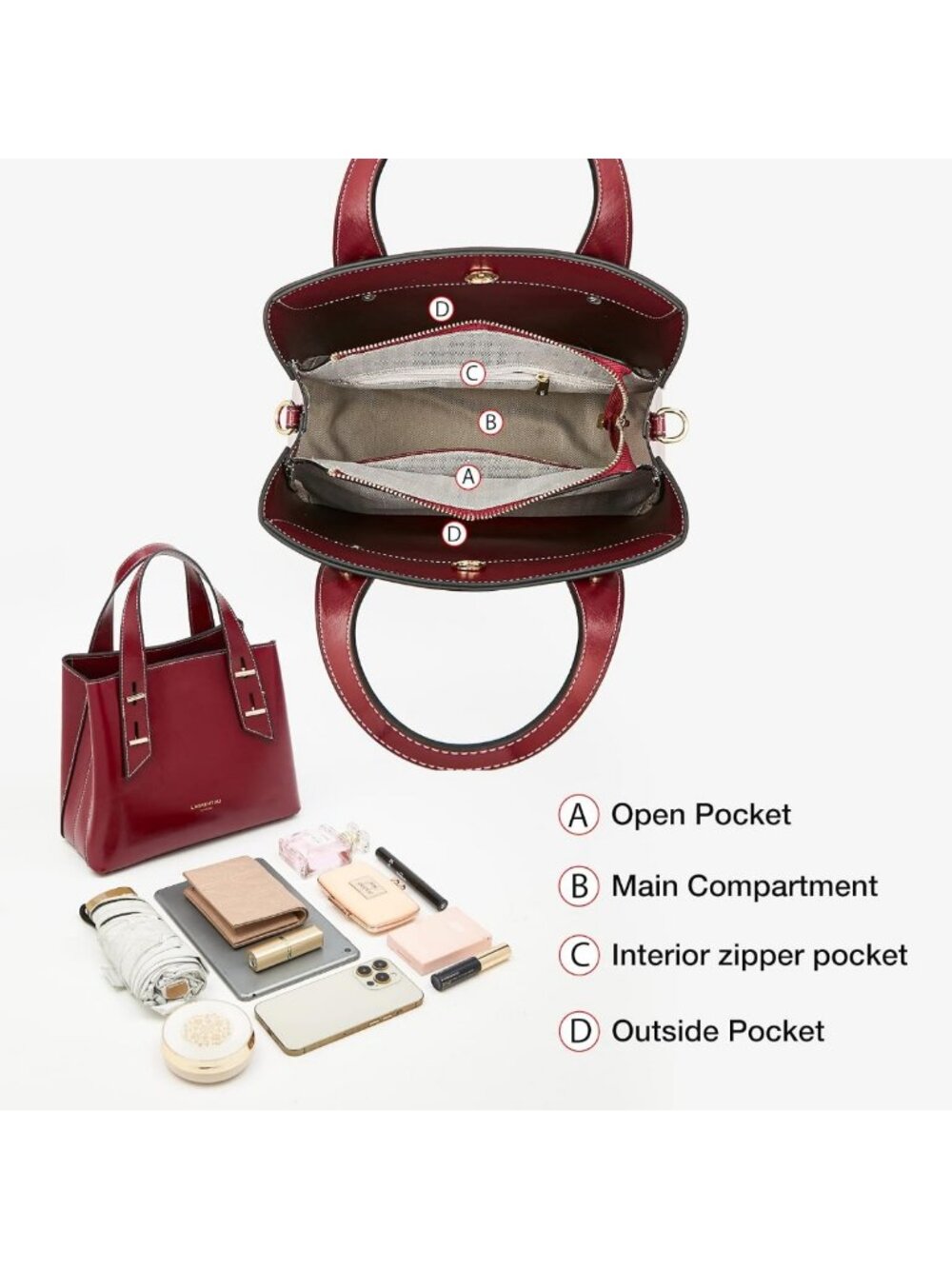 Stylish Genuine Leather Crossbody Satchel Handbags for Women - Versatile Tote - Picture 6 of 9